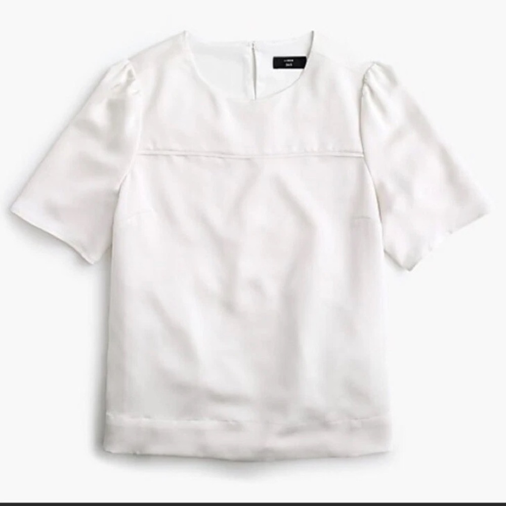J.Crew 365 Hammered Satin Blouse Short Sleeve Ivory Size 12 *MINT CONDITION*